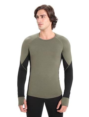 Base Layers Icebreaker BodyfitZone™ Merino 260 Zone Long Sleeve Crewe Thermal Top Homme Vert Olive Noir | FR 1380FDNM